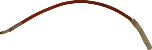 Rotes Zündkabel mit weißen Anschlüssen, geeignet für eine externe Zündeinheit der Marke Wolf. Kabel verläuft gebogen, ohne erkennbare Maße.